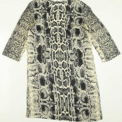 Mango Womens Ivory Animal Print Polyester A-Line  Size S  V-Neck Pullover