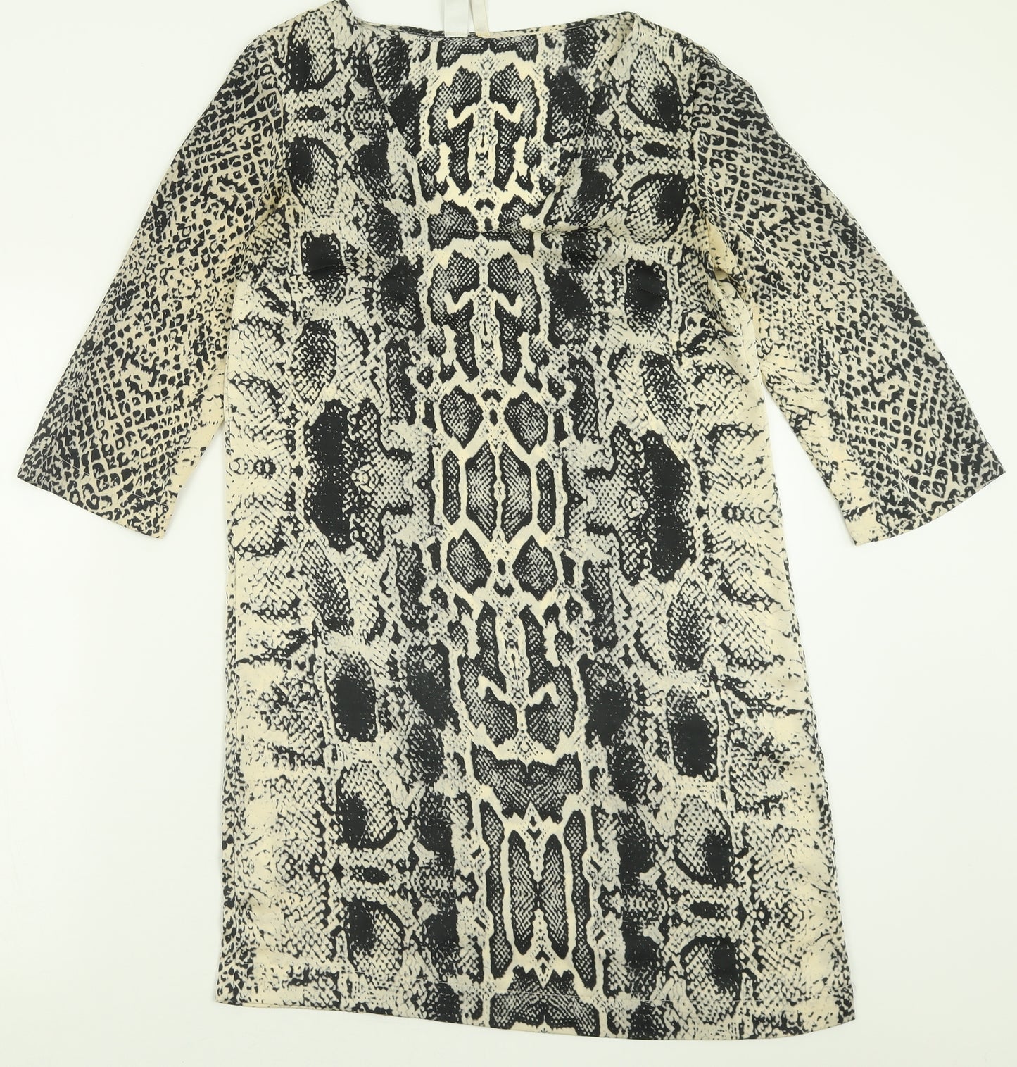 Mango Womens Ivory Animal Print Polyester A-Line  Size S  V-Neck Pullover