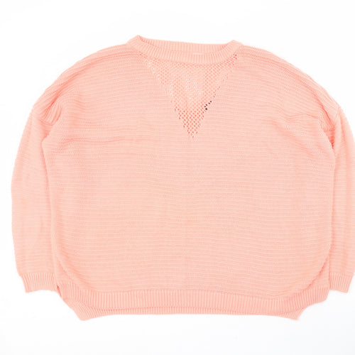 Primark Womens Pink Round Neck  Acrylic Pullover Jumper Size M