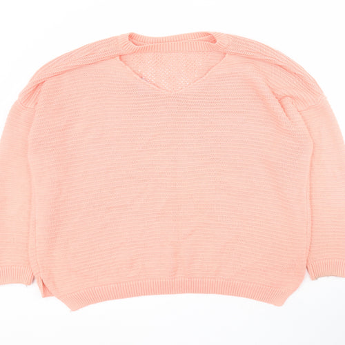 Primark Womens Pink Round Neck  Acrylic Pullover Jumper Size M