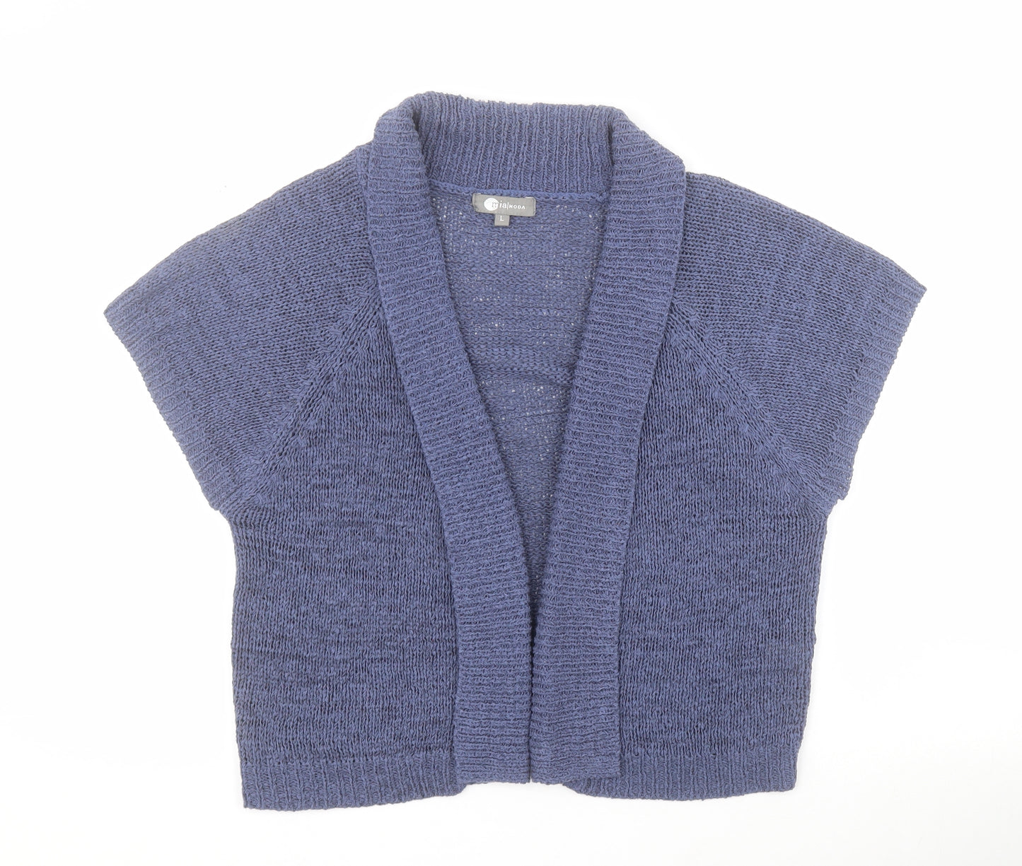 Mia Moda Womens Blue V-Neck  Acrylic Shrug Jumper Size L