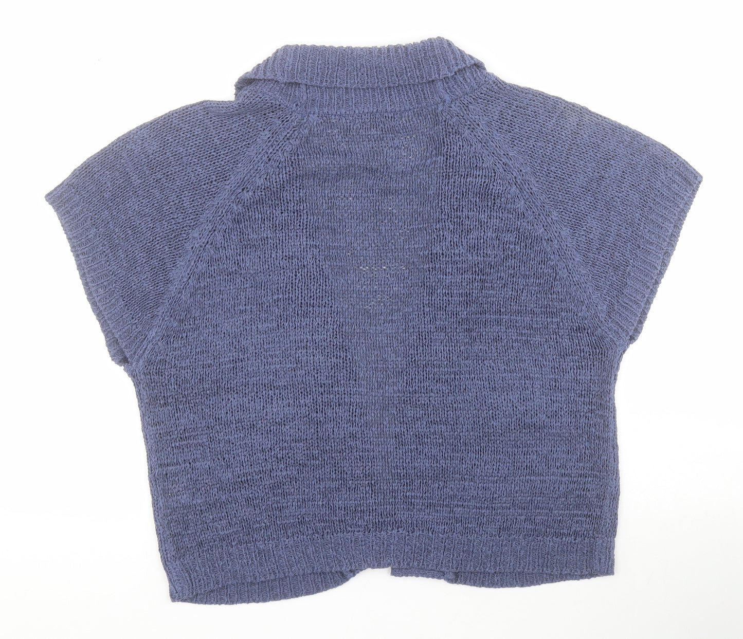 Mia Moda Womens Blue V-Neck  Acrylic Shrug Jumper Size L