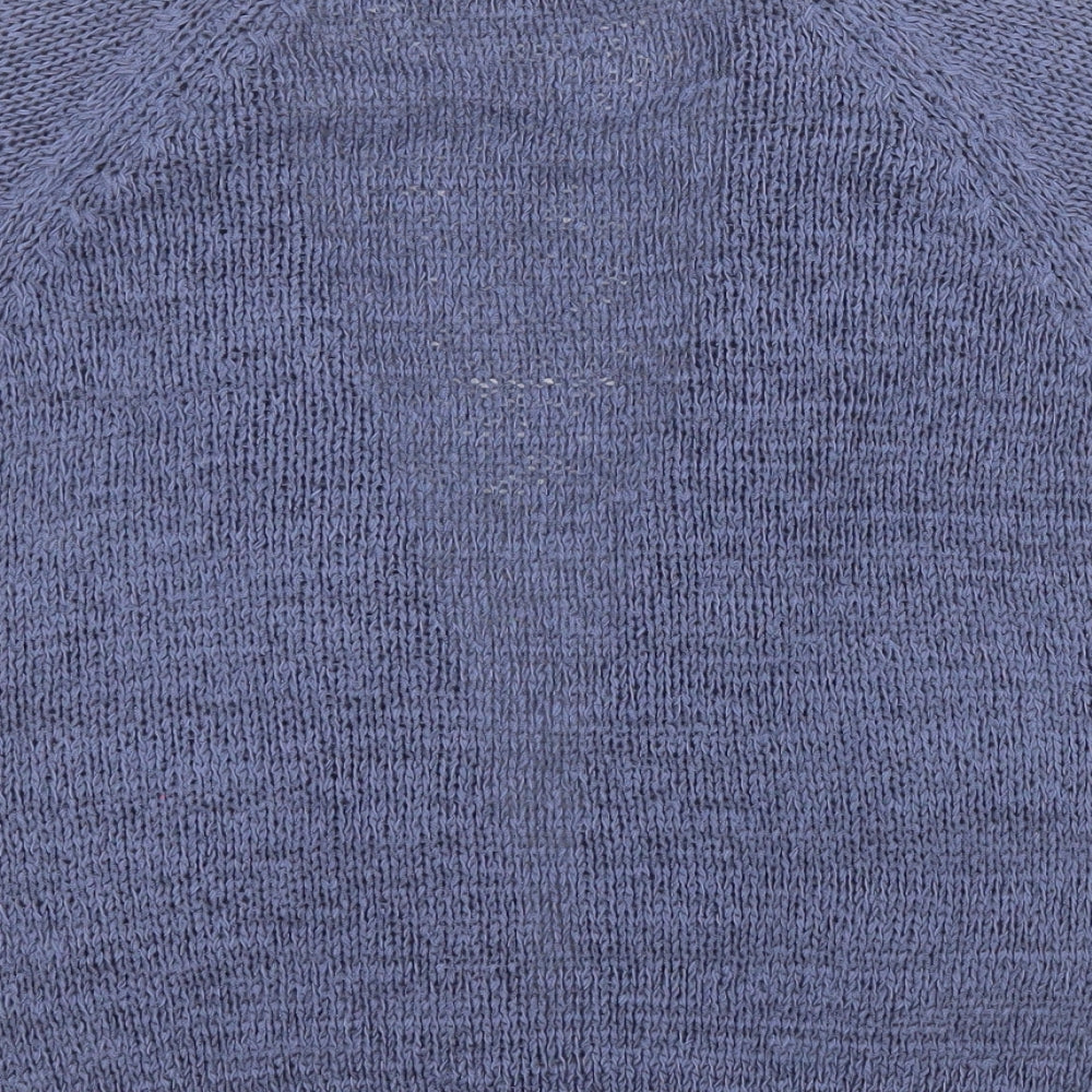 Mia Moda Womens Blue V-Neck  Acrylic Shrug Jumper Size L
