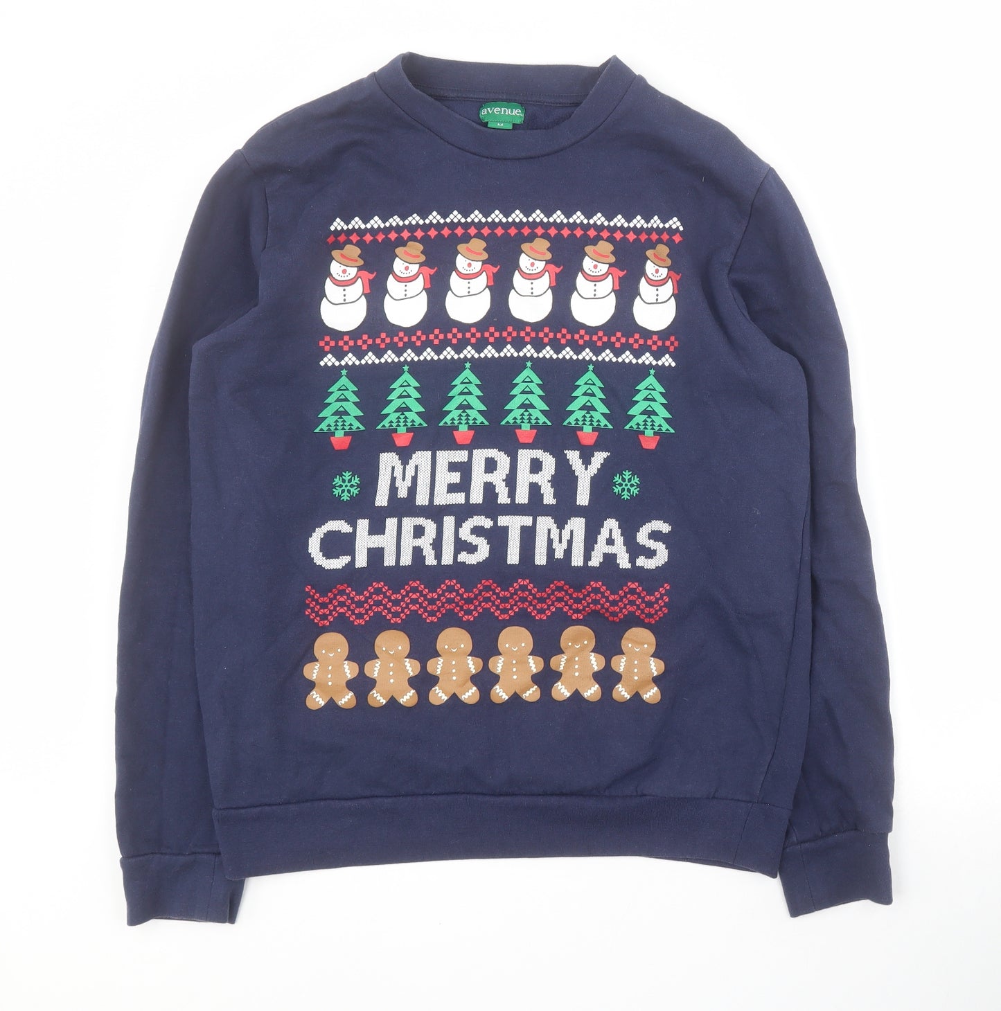 Avenue Mens Blue  Cotton Pullover Sweatshirt Size M   - Christmas
