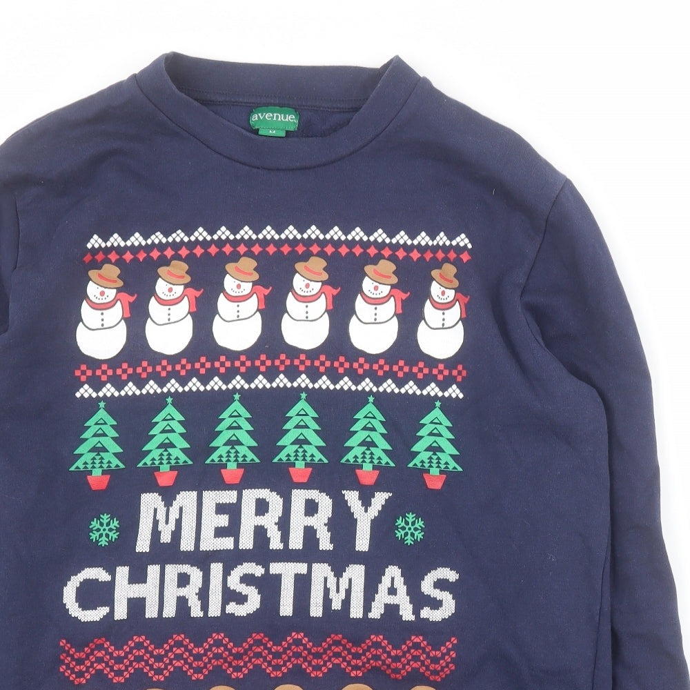Avenue Mens Blue  Cotton Pullover Sweatshirt Size M   - Christmas