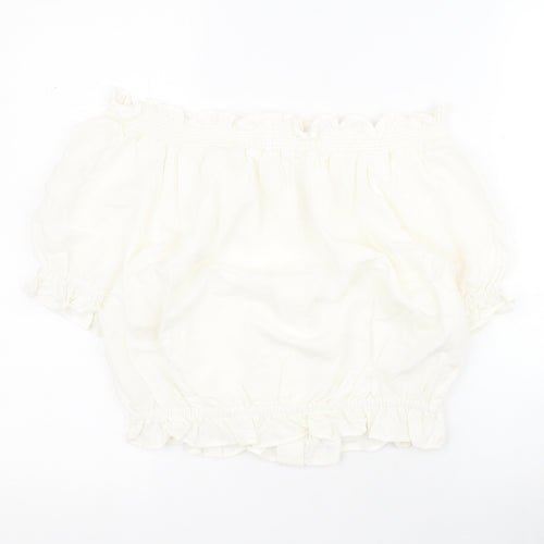 H&M Womens White  Viscose Basic Blouse Size 8 Off the Shoulder