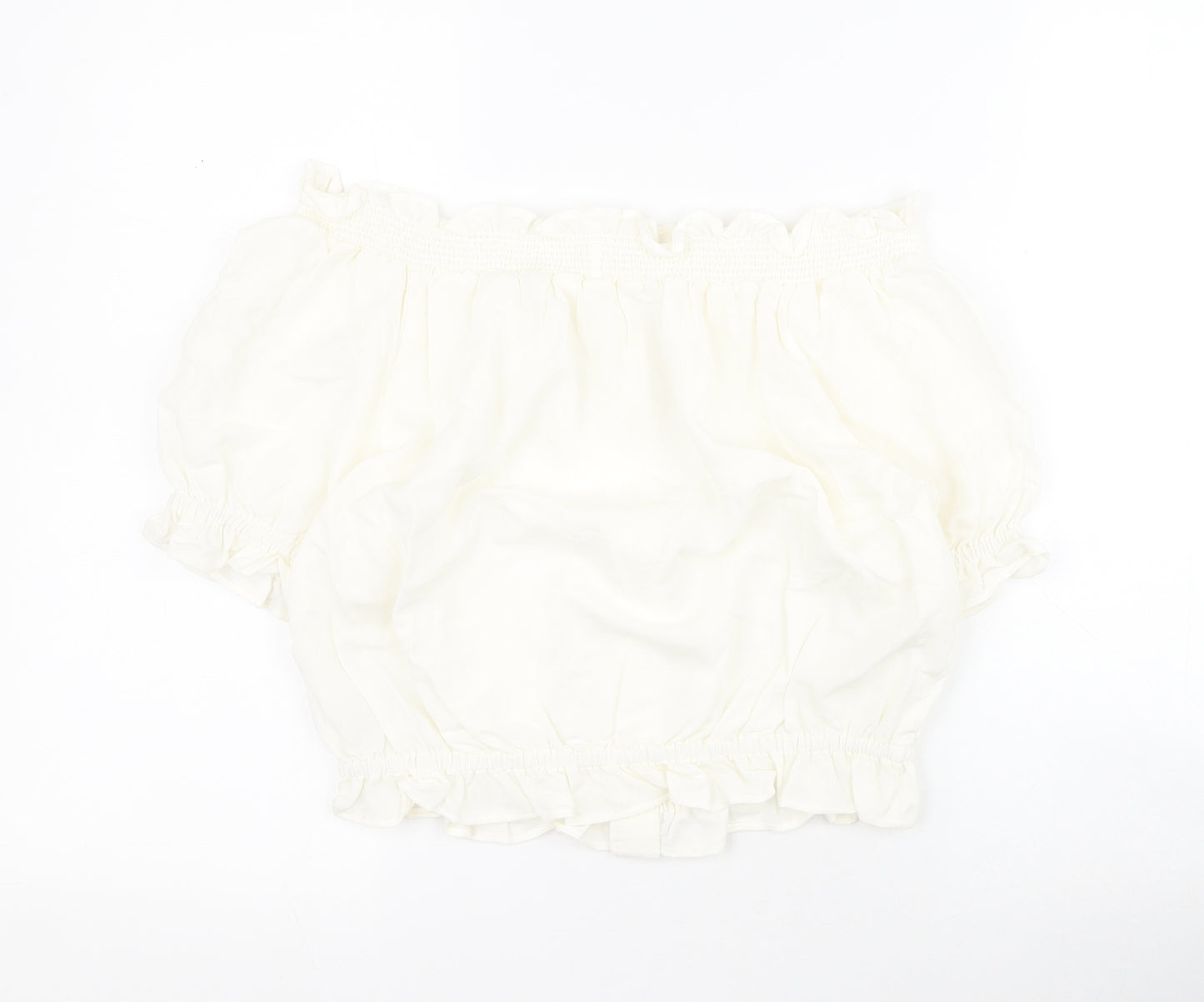 H&M Womens White  Viscose Basic Blouse Size 8 Off the Shoulder