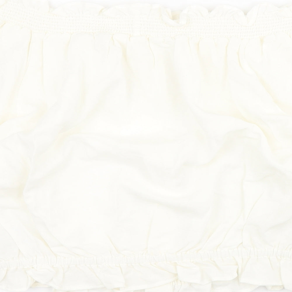 H&M Womens White  Viscose Basic Blouse Size 8 Off the Shoulder