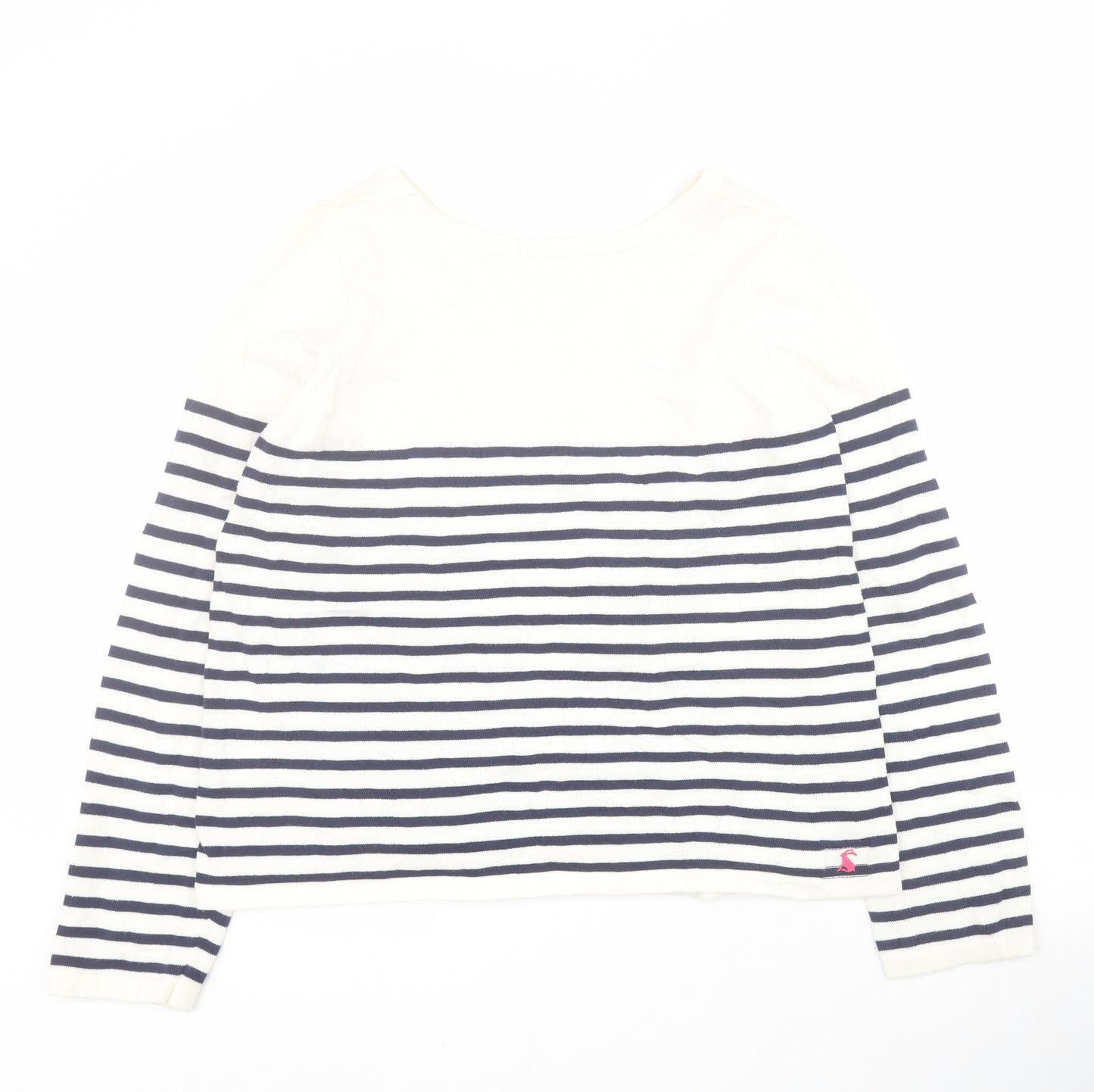 Joules Womens Blue Round Neck Striped 100% Cotton Pullover Jumper Size 14