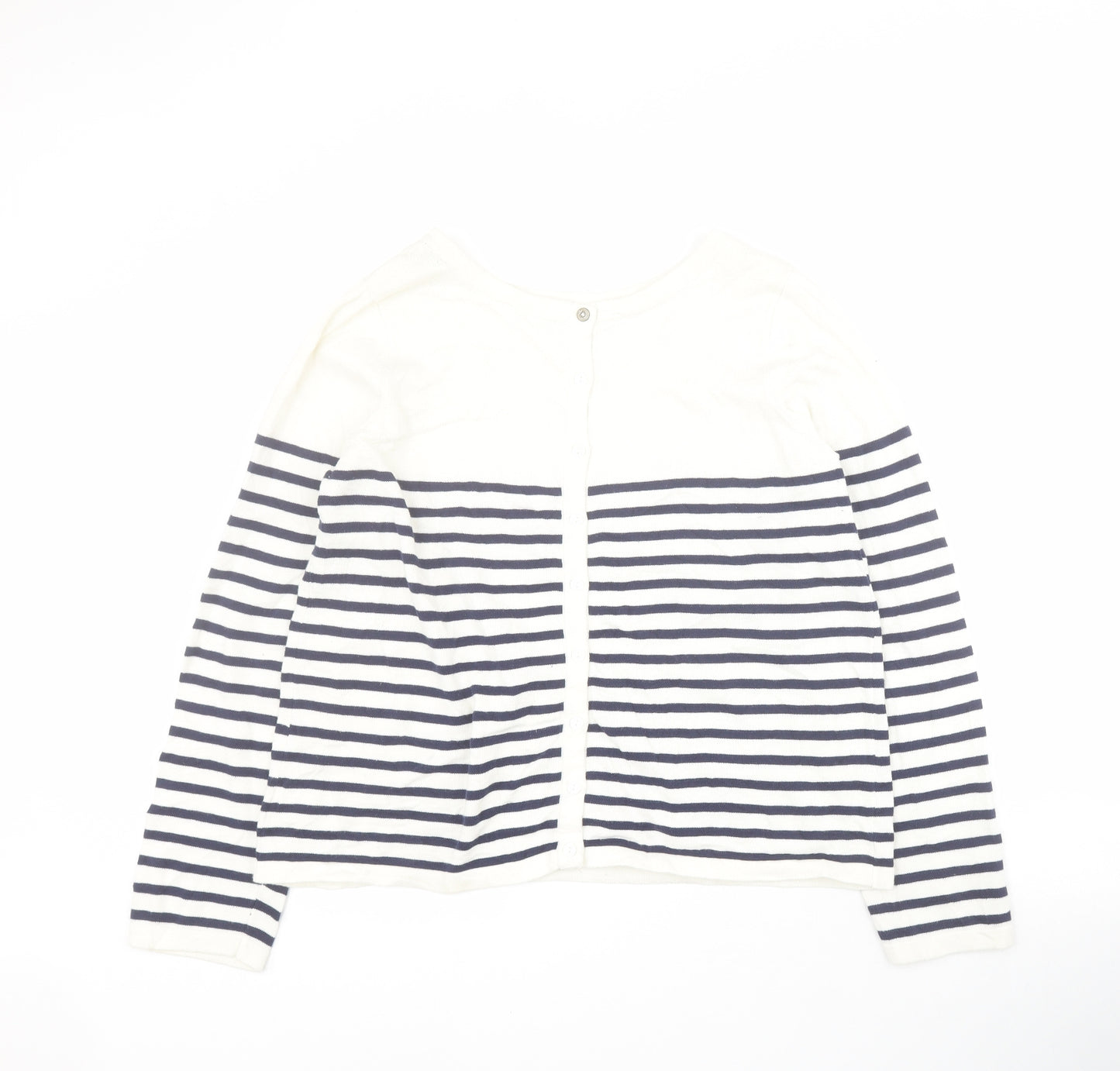 Joules Womens Blue Round Neck Striped 100% Cotton Pullover Jumper Size 14