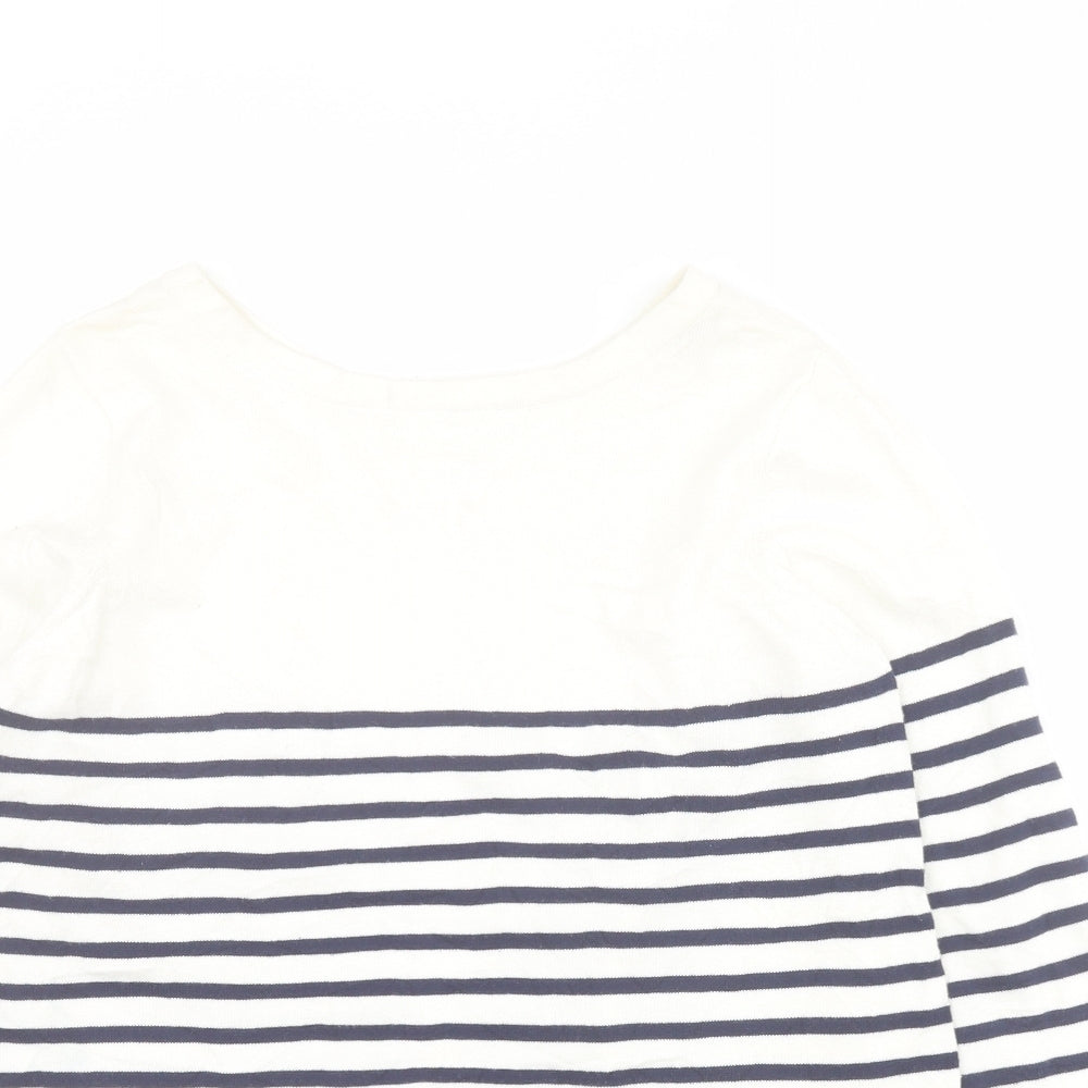 Joules Womens Blue Round Neck Striped 100% Cotton Pullover Jumper Size 14