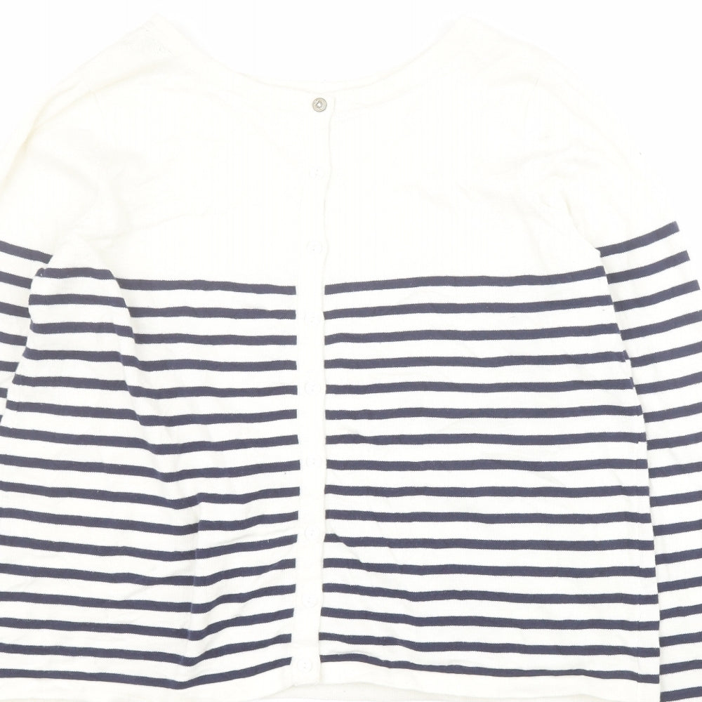 Joules Womens Blue Round Neck Striped 100% Cotton Pullover Jumper Size 14