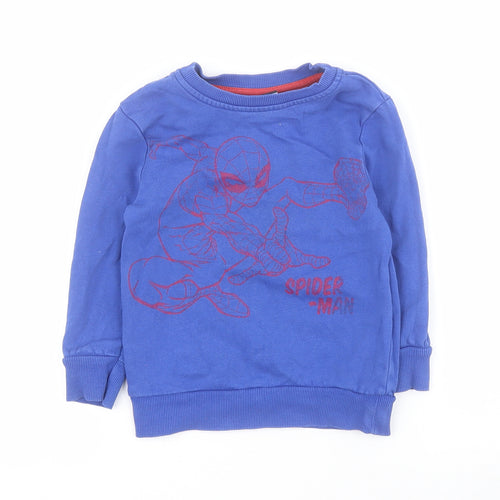 George Boys Blue  Cotton Pullover Sweatshirt Size 2-3 Years  Pullover - Spiderman