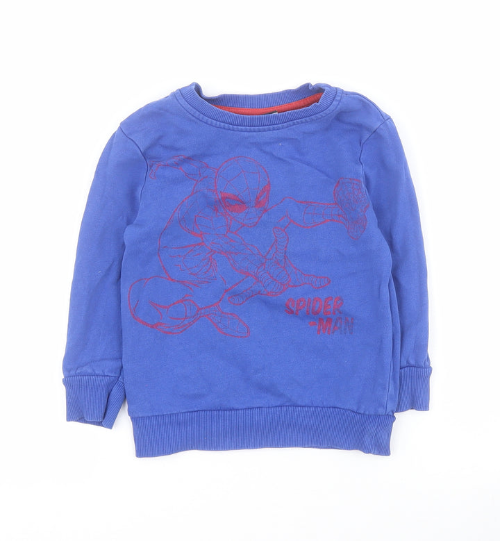 George Boys Blue  Cotton Pullover Sweatshirt Size 2-3 Years  Pullover - Spiderman