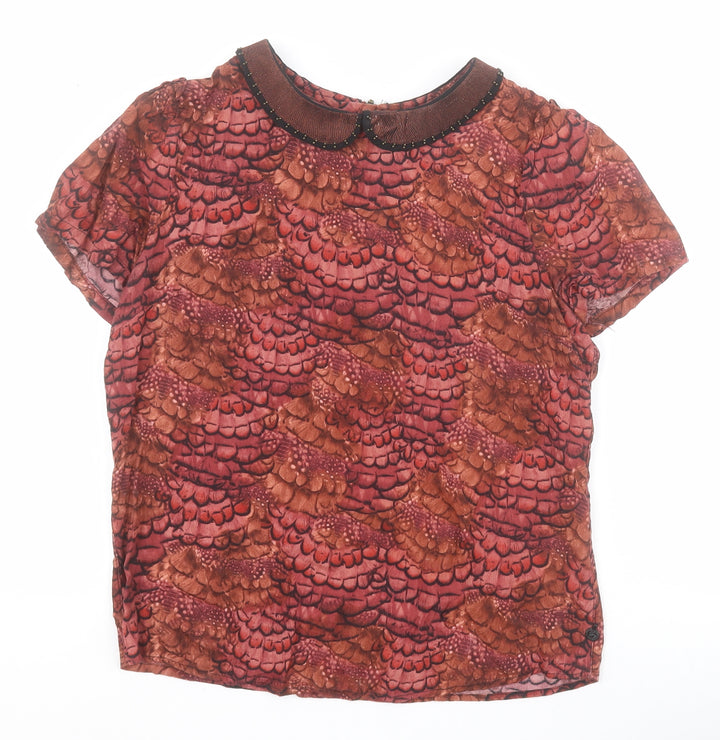 Maison Scotch Womens Brown Viscose Basic Blouse Size S Collared