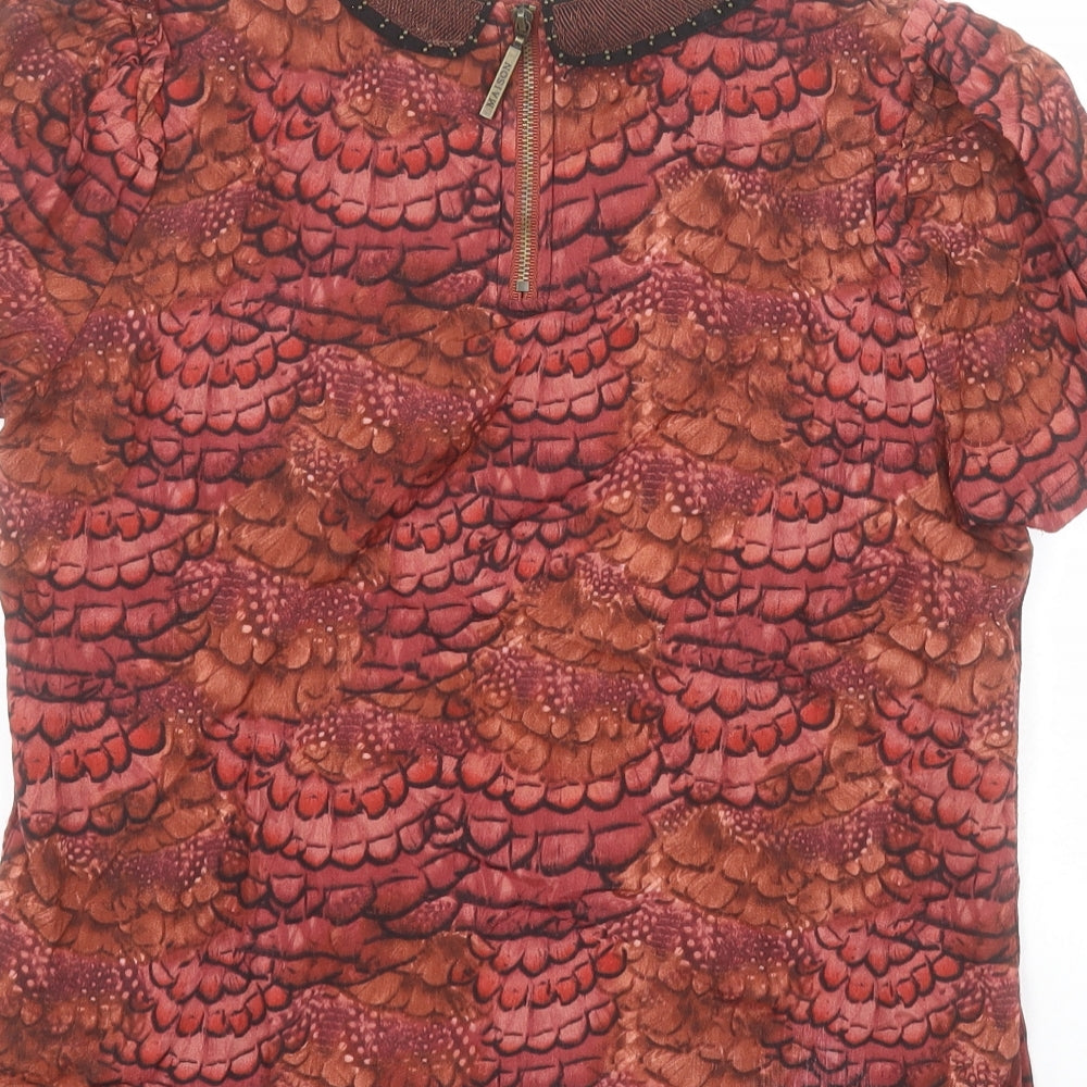 Maison Scotch Womens Brown  Viscose Basic Blouse Size S Collared
