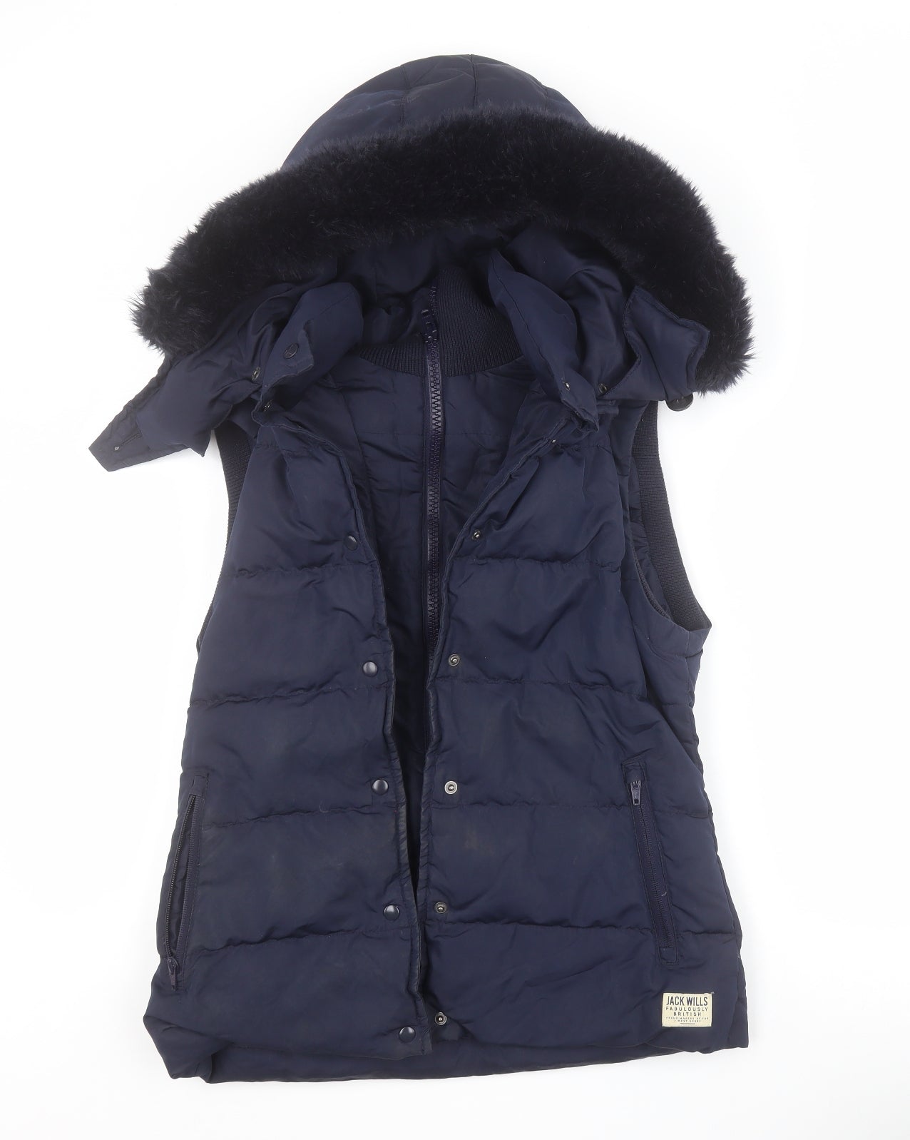 Jack Wills Womens Blue   Gilet Coat Size 10  Zip
