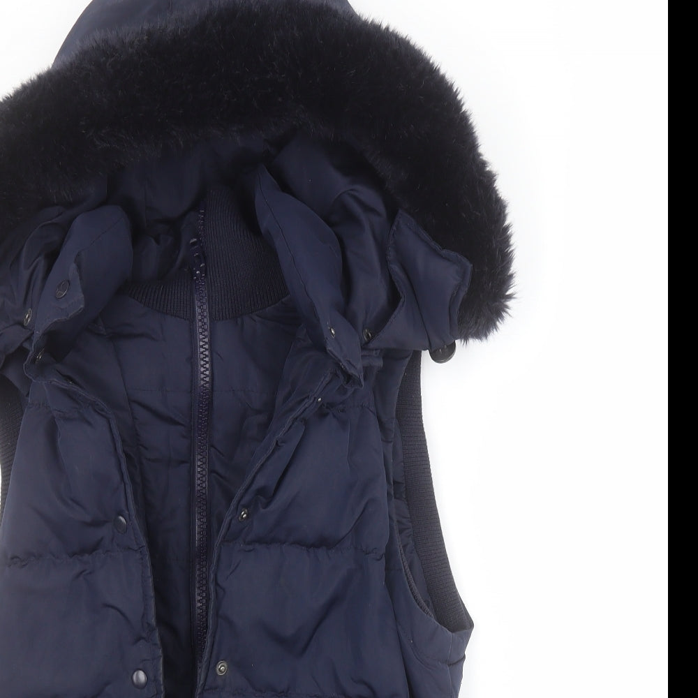 Jack Wills Womens Blue   Gilet Coat Size 10  Zip