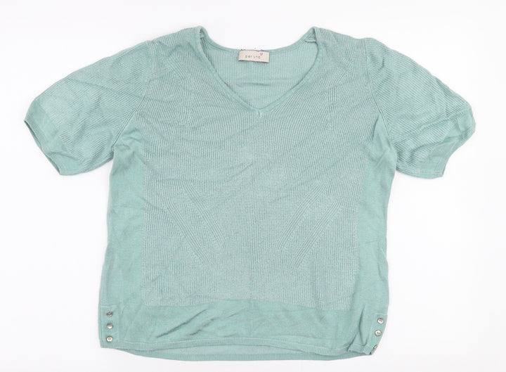 Per Una Womens Blue V-Neck  Viscose Pullover Jumper Size 16