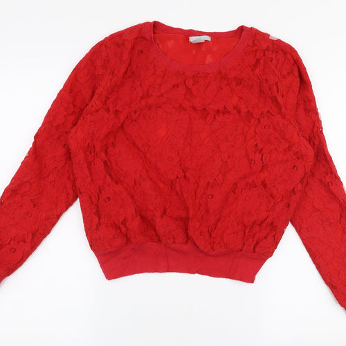 H&M Womens Red  Cotton Pullover Sweatshirt Size M  Pullover