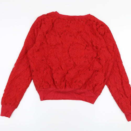 H&M Womens Red  Cotton Pullover Sweatshirt Size M  Pullover