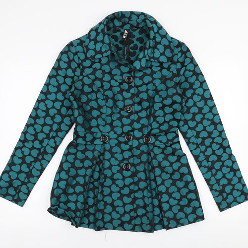 World Wide Wear Womens Green   Overcoat Coat Size 6  Button - Hearts