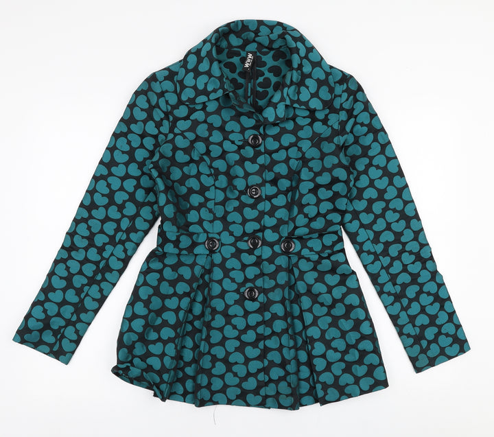 World Wide Wear Womens Green   Overcoat Coat Size 6  Button - Hearts