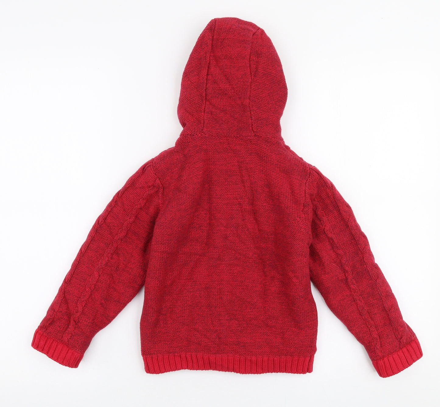 Nutmeg Girls Red Round Neck  Cotton Cardigan Jumper Size 5-6 Years  Button - Dog