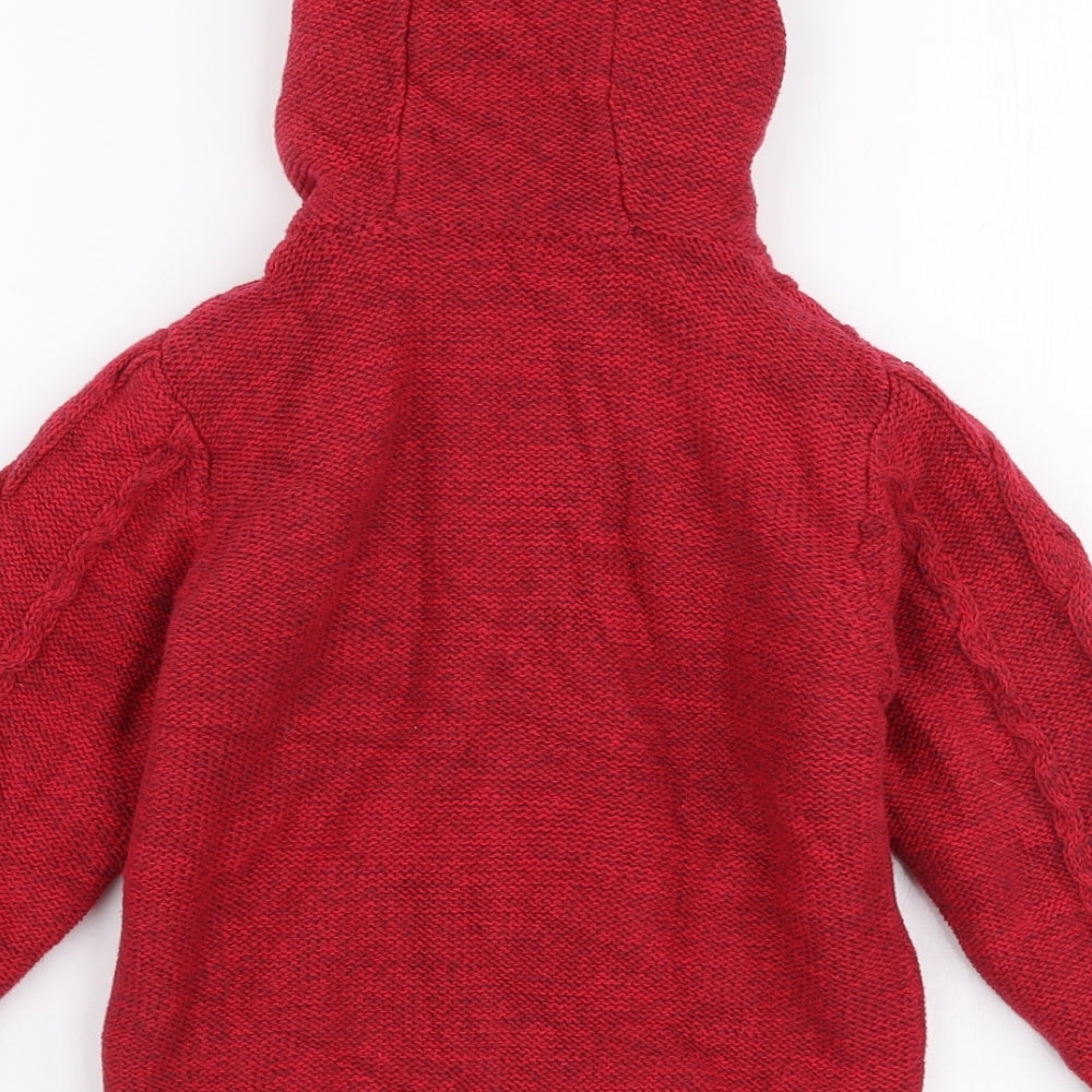 Nutmeg Girls Red Round Neck  Cotton Cardigan Jumper Size 5-6 Years  Button - Dog