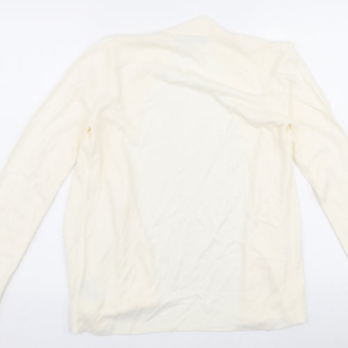 Marks and Spencer Womens Ivory V-Neck  Acrylic Cardigan Jumper Size S