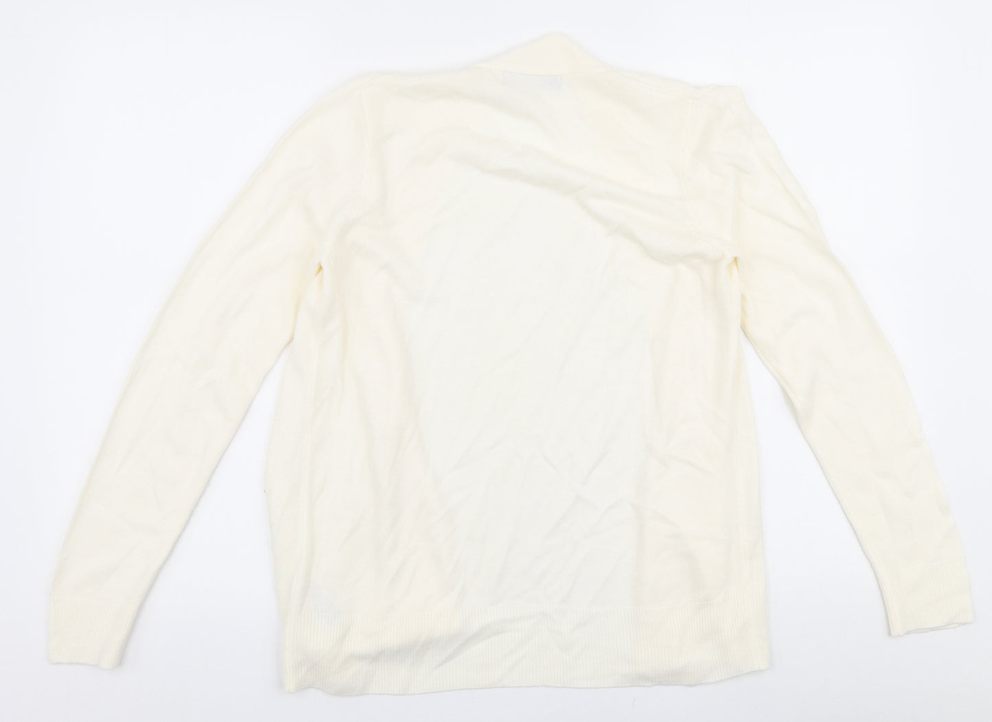 Marks and Spencer Womens Ivory V-Neck  Acrylic Cardigan Jumper Size S