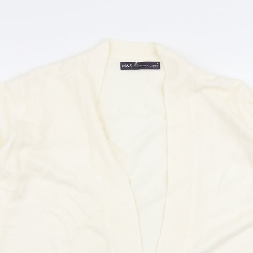 Marks and Spencer Womens Ivory V-Neck  Acrylic Cardigan Jumper Size S