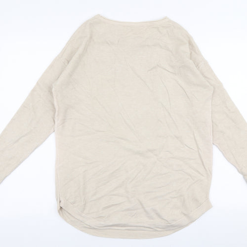 V Code Womens Beige Round Neck  Viscose Pullover Jumper Size M   - Star