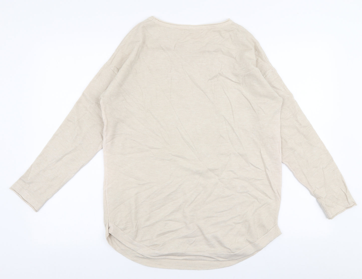 V Code Womens Beige Round Neck  Viscose Pullover Jumper Size M   - Star