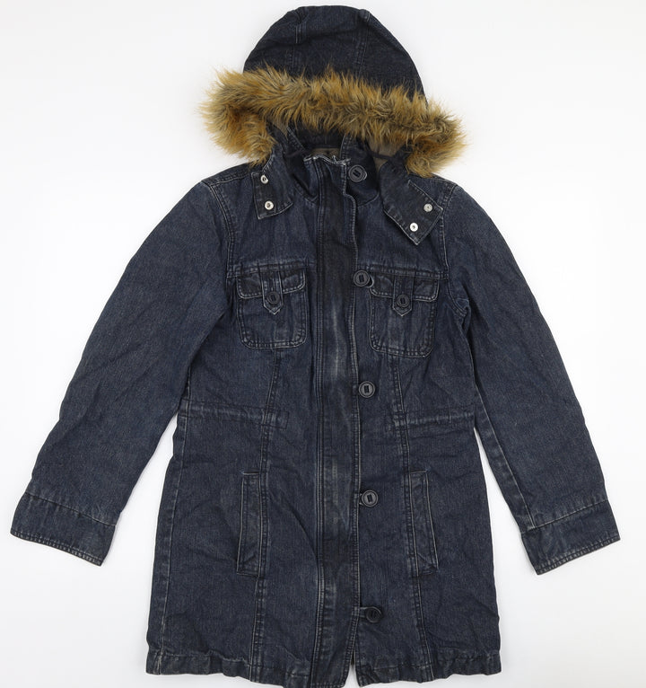 RE Womens Blue   Parka Coat Size 42  Zip