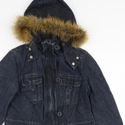 RE Womens Blue   Parka Coat Size 42  Zip