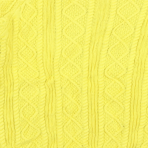 Tru Collection Womens Yellow Boat Neck  100% Cotton Pullover Jumper Size S