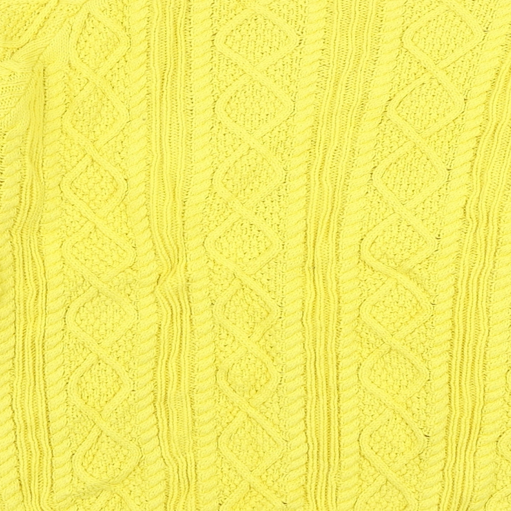 Tru Collection Womens Yellow Boat Neck  100% Cotton Pullover Jumper Size S