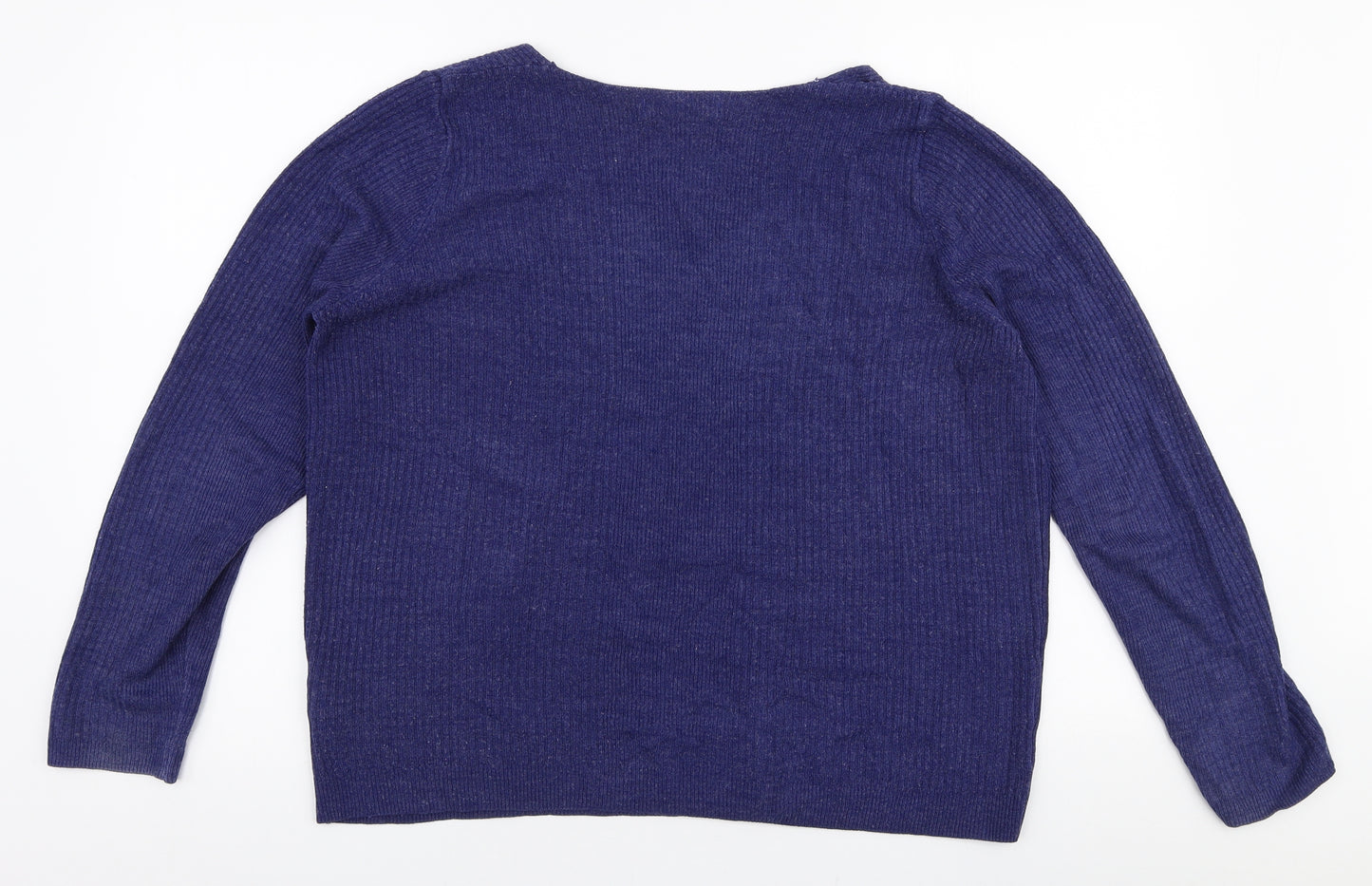 Marks and Spencer Womens Blue V-Neck  Acrylic Pullover Jumper Size 14