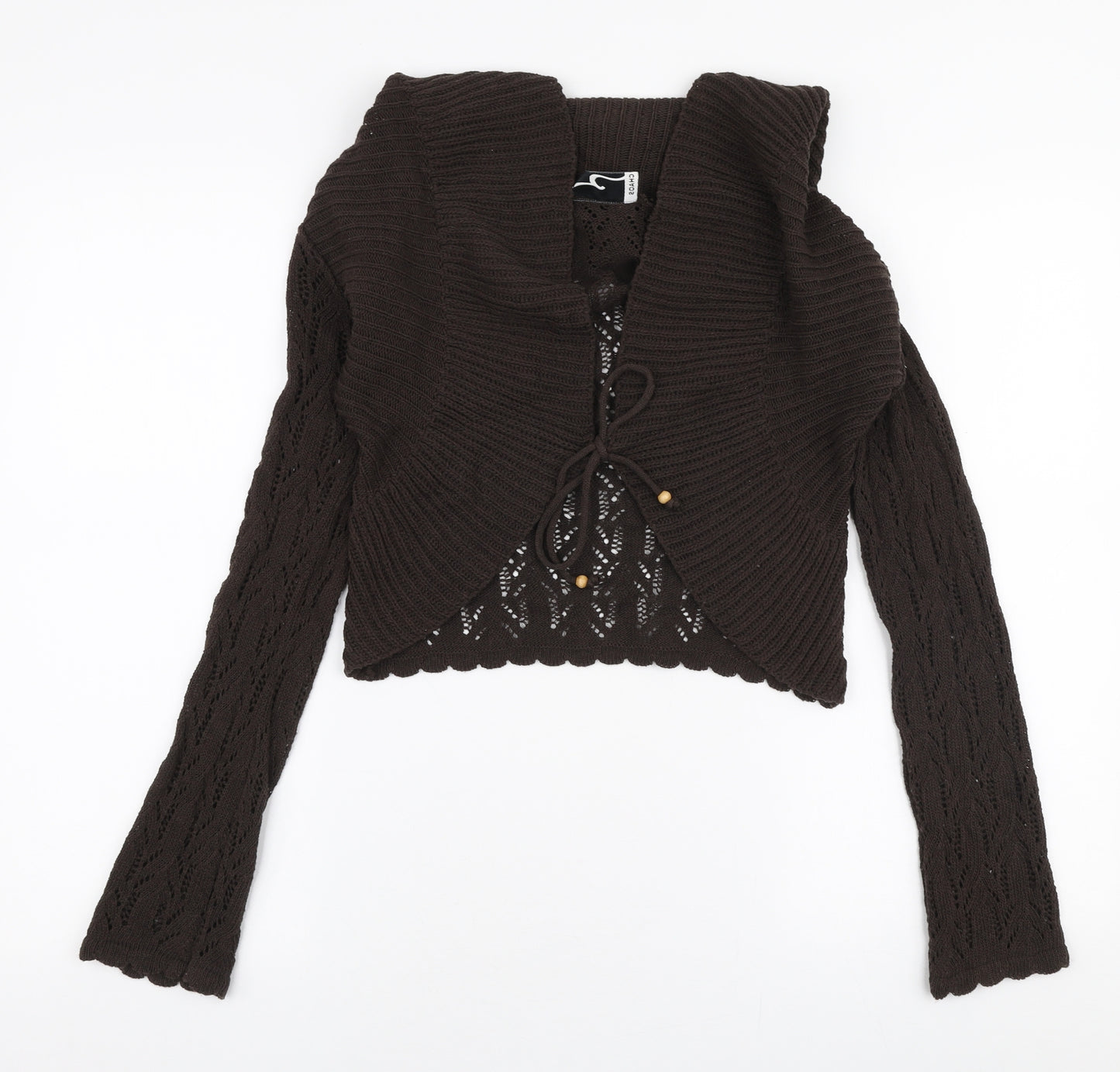 Chaos Womens Brown Collared  Cotton Cardigan Jumper Size S