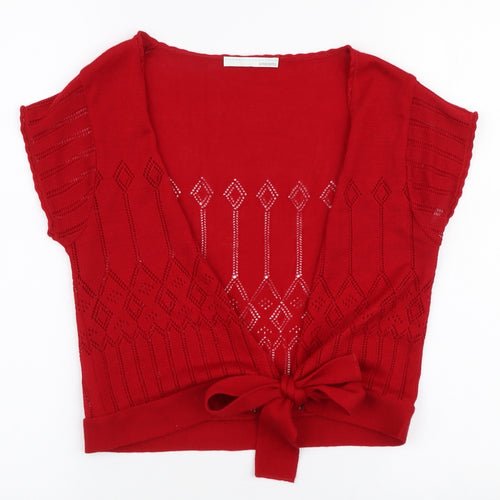 AMARANTO Womens Red V-Neck  Polyester Cardigan Jumper Size S