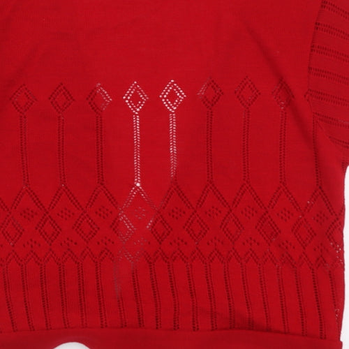 AMARANTO Womens Red V-Neck  Polyester Cardigan Jumper Size S