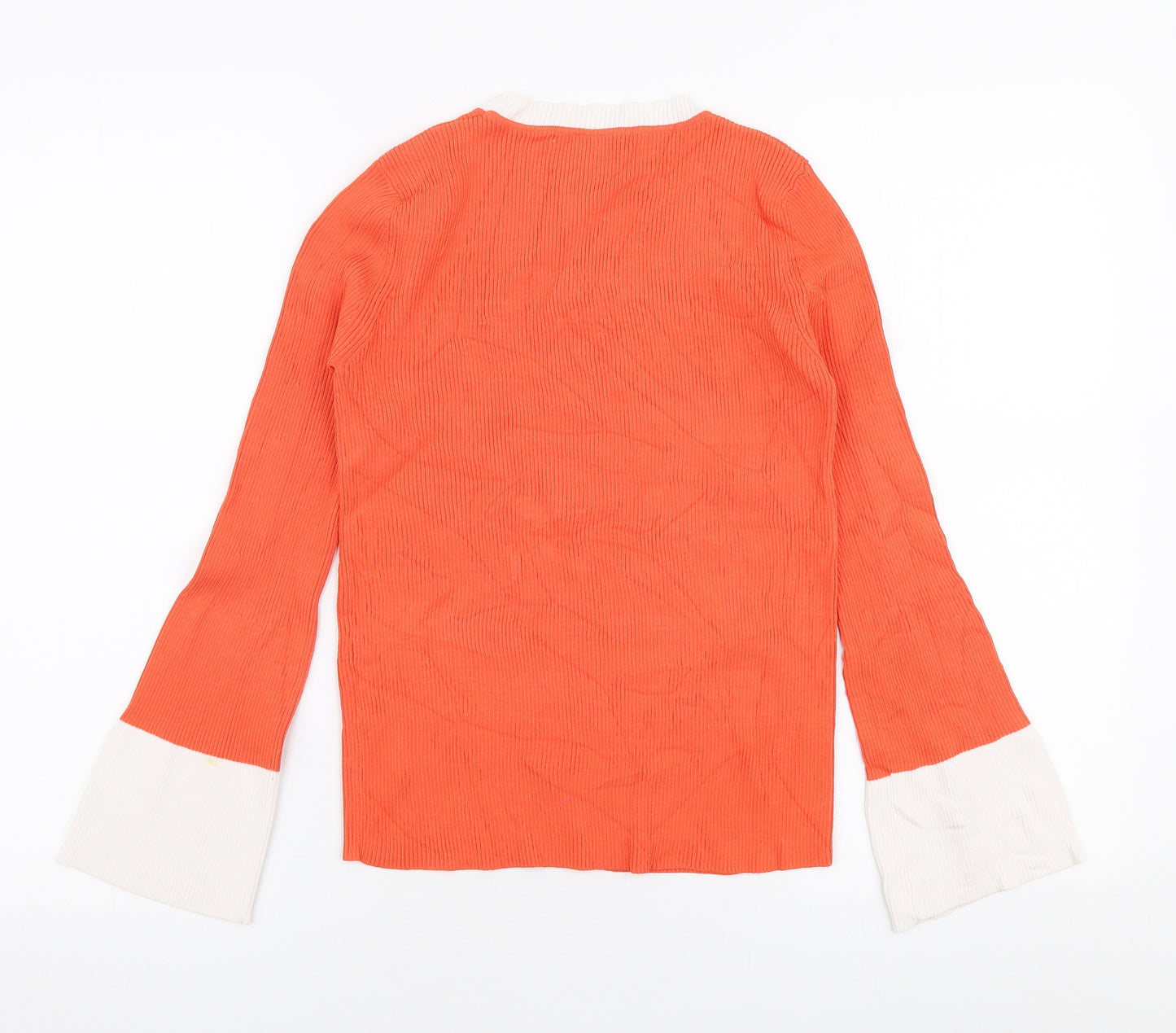 Cristina Womens Orange Round Neck  Cotton Pullover Jumper Size M
