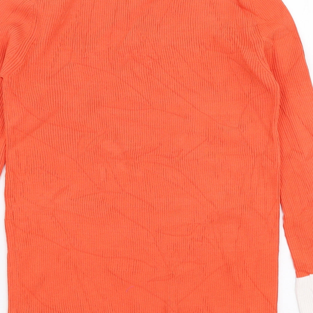 Cristina Womens Orange Round Neck  Cotton Pullover Jumper Size M