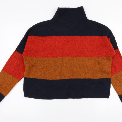 New Look Womens Multicoloured High Neck Striped Acrylic Pullover Jumper Size S