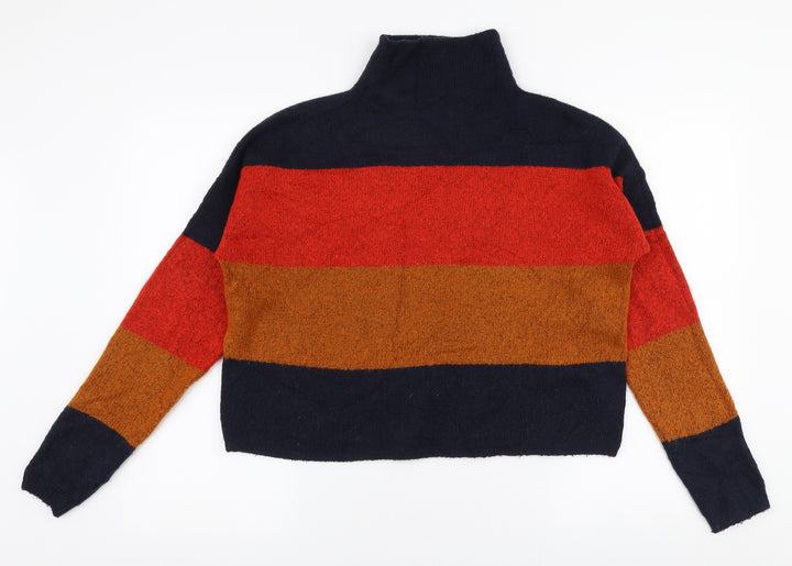 New Look Womens Multicoloured High Neck Striped Acrylic Pullover Jumper Size S