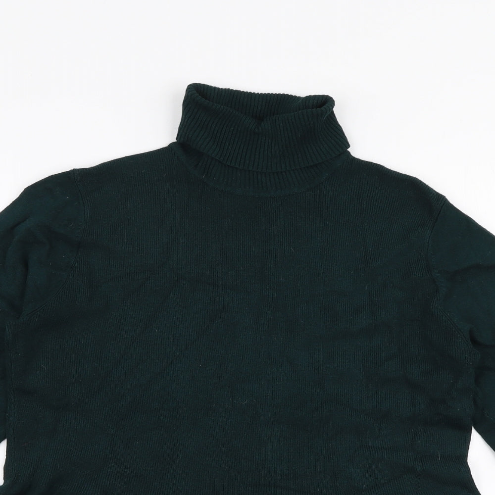 Preworn Womens Green Roll Neck  Polyester Pullover Jumper Size S
