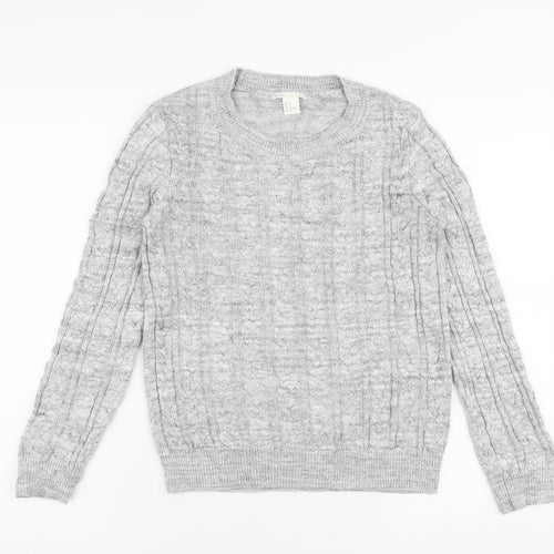 H&M Womens Grey Round Neck  Acrylic Pullover Jumper Size S