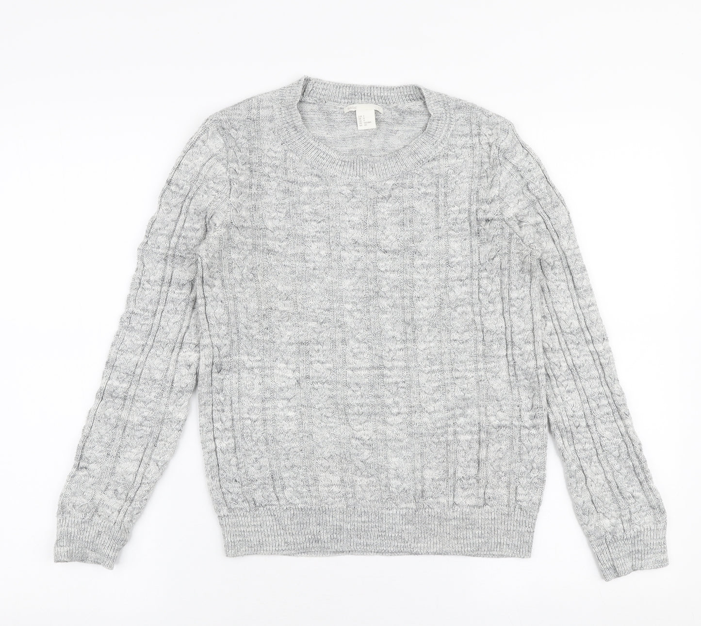 H&M Womens Grey Round Neck  Acrylic Pullover Jumper Size S