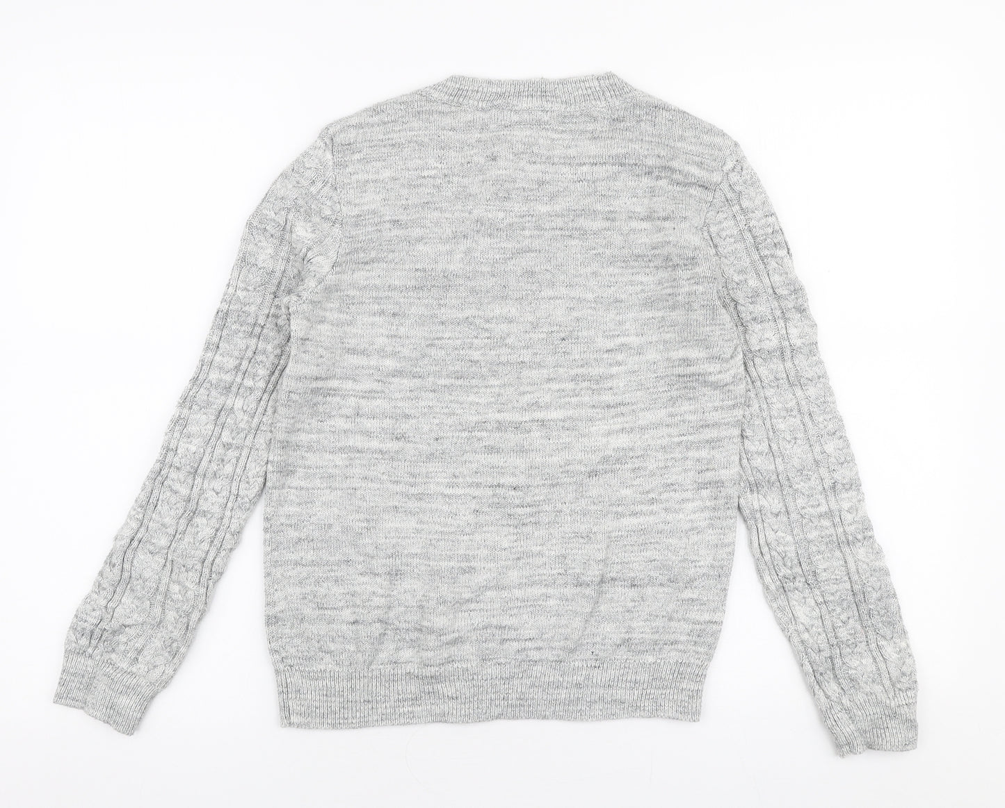 H&M Womens Grey Round Neck  Acrylic Pullover Jumper Size S